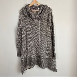 Lagenlook Gray Cowl Neck Sweater Medium